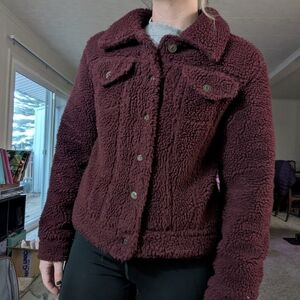 Wild Fable Maroon Teddy Jacket
